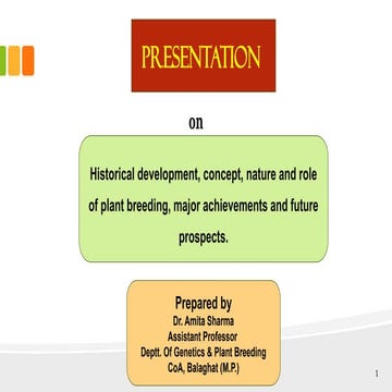 presentation on Historical development, concept, nature and role of plant bre...