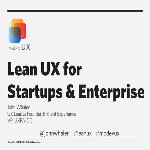 Lean UX for Startups and Enterprise: Ten Secrets to Success