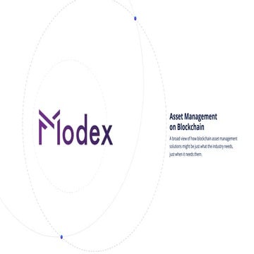 Modex Talks - Asset Management on Blockchain