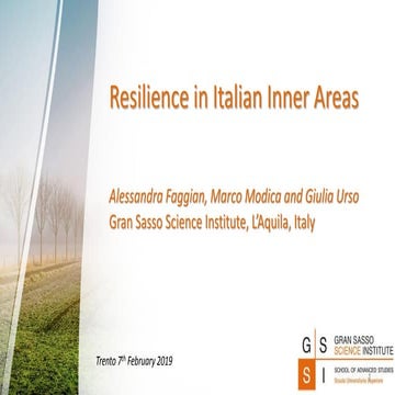 Resilience in Italian Inner Areas - Alessandra Faggian, Marco Modica and Giul...