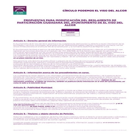 Modificación reglamento participación ciudadana