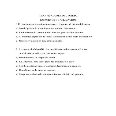 Modificadores del sujeto