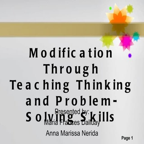 Modification through teaching thinking and problem solving skills