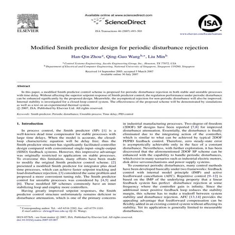 Modified Smith predictor design for periodic disturbance rejection
