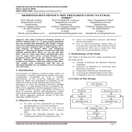 Modified bituminious mix prepared using natural fibre