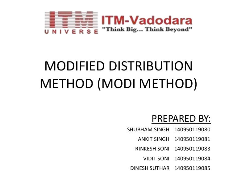 Modified distribution method (modi method)