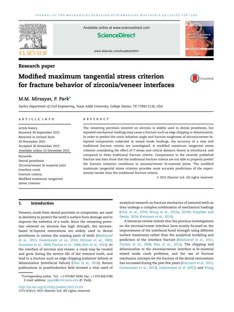 Modified maximum tangential stress criterion for fracture behavior of zirconi...