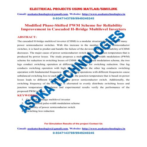 Modified phase shifted pwm scheme for reliability improvement in cascaded h-b...