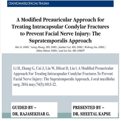 Modified preauricular approach for treating intracapsular condylar fractures ...