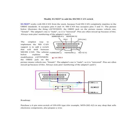 Modify elm327 to add the hs/ms can switch
