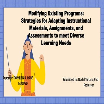 Modifying Existing Programs: Strategies for Adapting Instructional ...