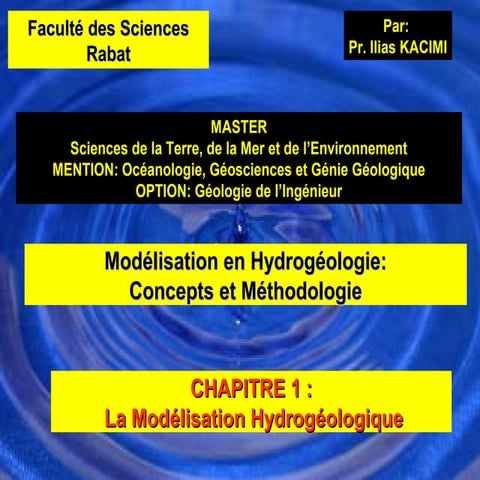 Modélisation en hydrogéologie   chap 01