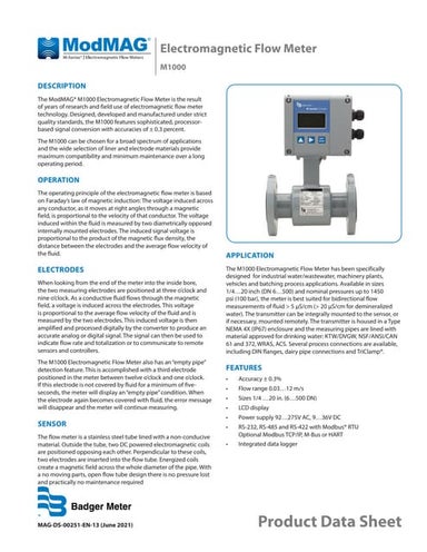  Mod mag m1000 datasheet badger meter electromagnetic flow meter_m-series