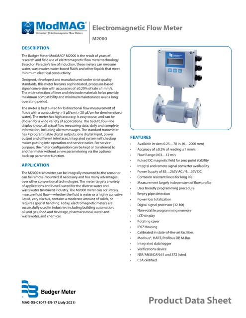  Mod mag m2000 datasheet badger meter electromagnetic flow meter_m-series