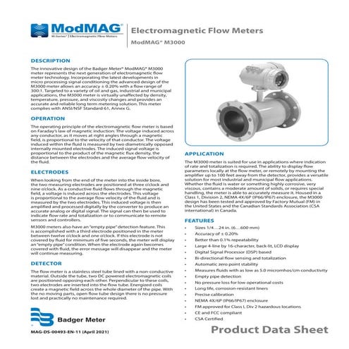  Mod mag m3000 datasheet badger meter electromagnetic flow meter_m-series