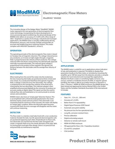  Mod mag m4000 datasheet badger meter electromagnetic flow meter_m-series