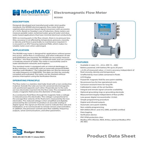  Mod mag m5000 datasheet badger meter electromagnetic flow meter_m-series