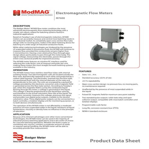  Mod mag m7600 datasheet badger meter electromagnetic flow meter_m-series
