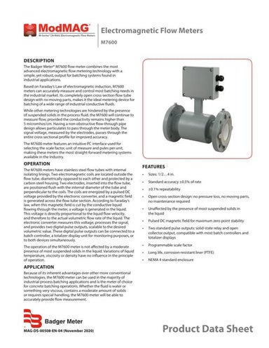  Mod mag m7600 datasheet badger meter electromagnetic flow meter_m-series