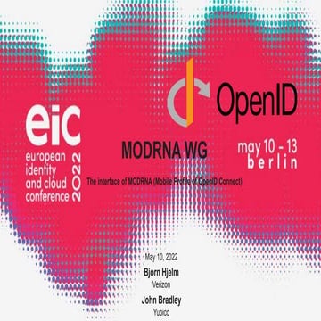 MODRNA WG update - OpenID Foundation Workshop at EIC 2022