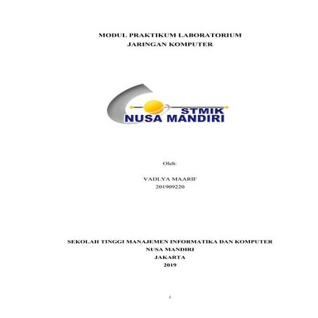 MODUL MATA KULIAH PRODI ILMU KOMPUTER JARINGAN KOMPUTER