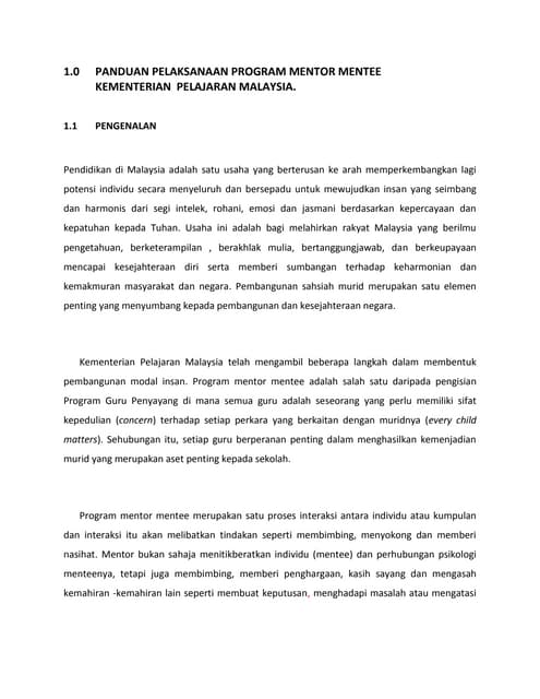 Kertas kerja program mentor mentee | DOCX