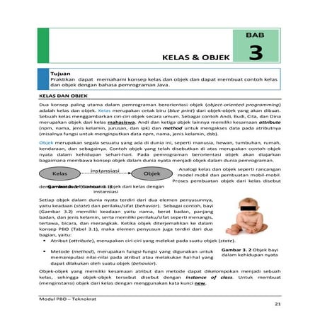 Modul PBO Bab-03 - Kelas & Objek
