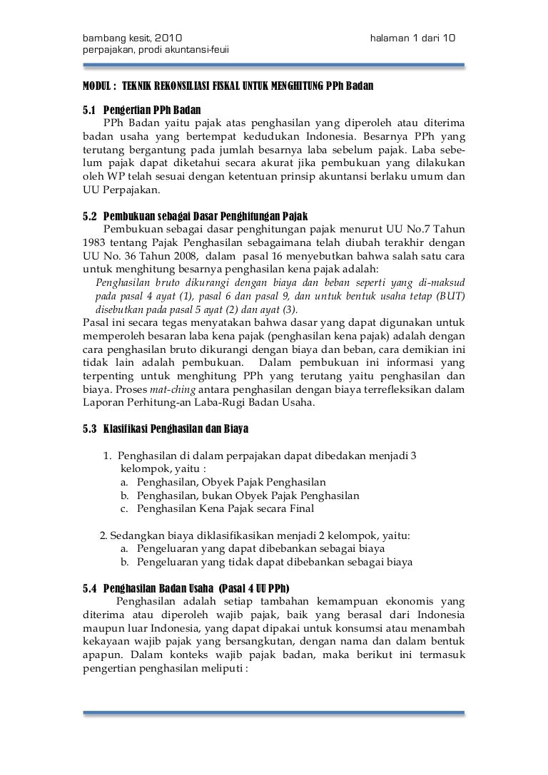 Modul Rekonsiliasi Fiskal