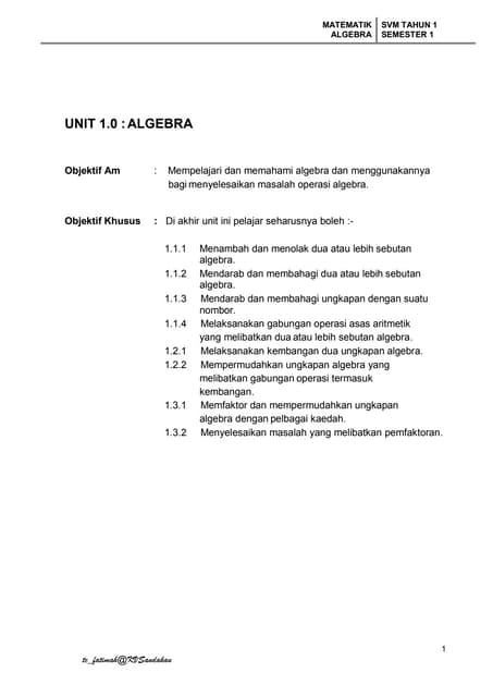 Modul 1: Algebra