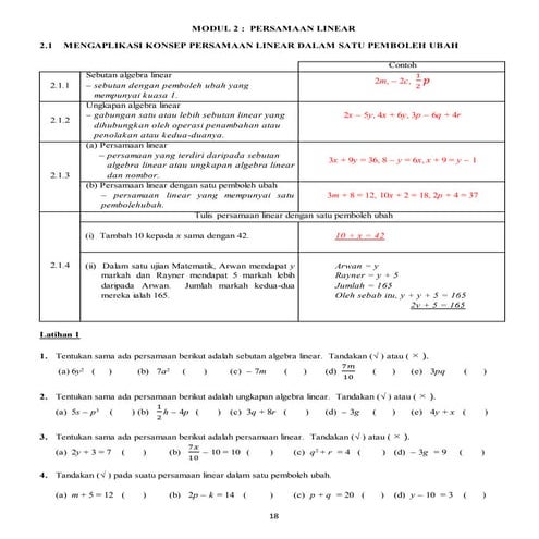Modul 2 persamaan linear