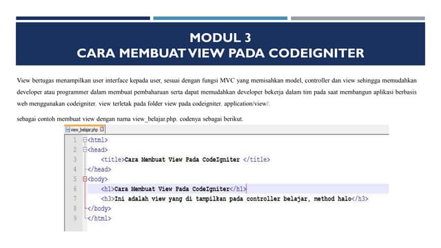 Modul 3 Cara Membuat View Pada CodeIgniter