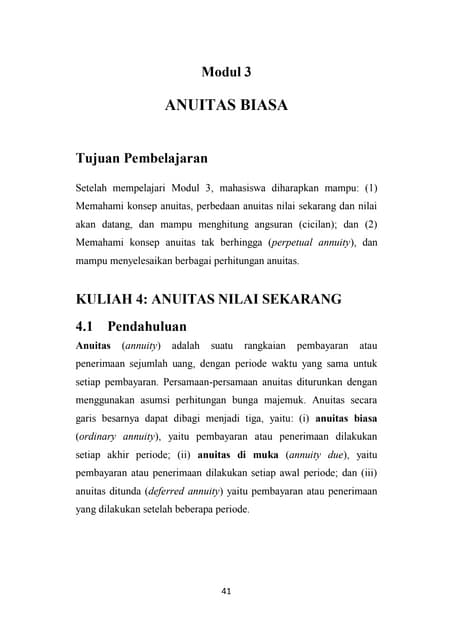 Anuitas Biasa Matematika Keuangan