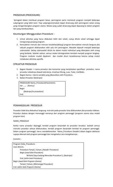 Modul3 algoritma dan pemrograman procedure dan_function