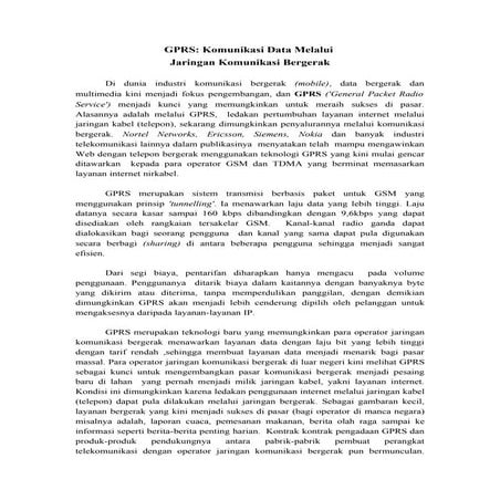 GPRS: Komunikasi Data Melalui Jaringan Komunikasi Bergerak