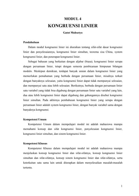 Modul 4   kongruensi linier