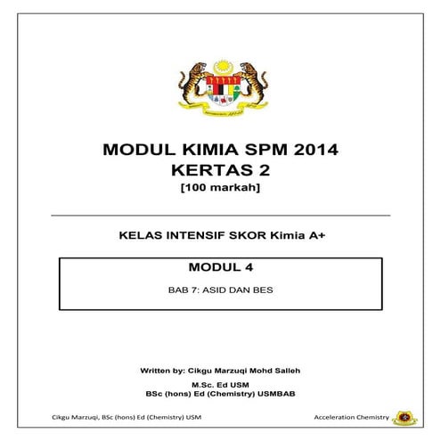 Modul 4 kimia SPM 2014 | PDF