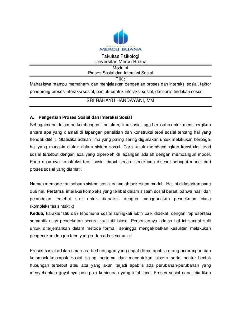 Proses Sosial Dan Interaksi Sosial