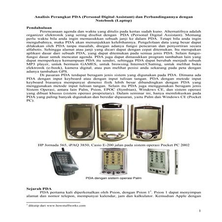 Analisis Perangkat PDA (Personal Digital Assistant)