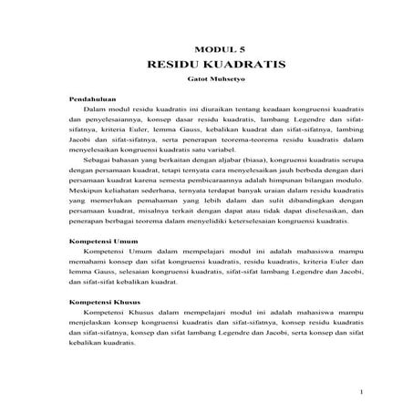 Modul 5 residu kuadratis | PDF