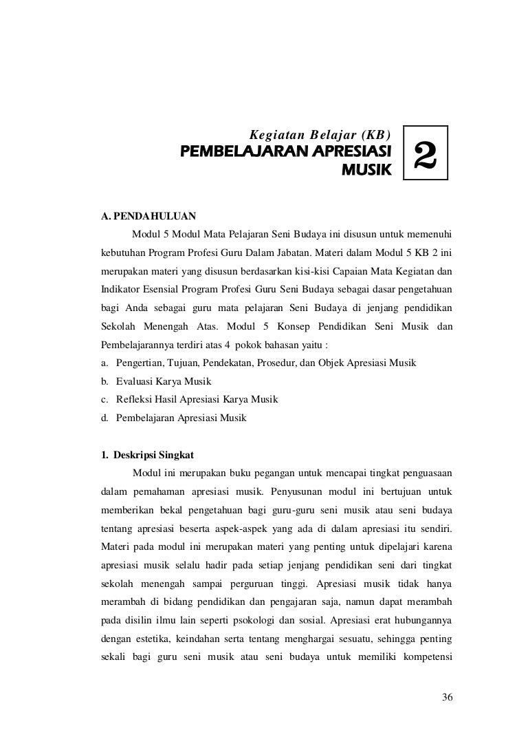 Modul V Seni Budaya Kb2 Pembelajaran Apresiasi Musik