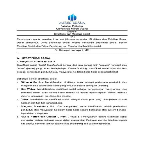 stratifikasi dan mobilitas sosial