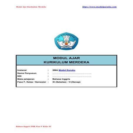 Modul Ajar Bahasa Inggris Kelas 11 Fase F