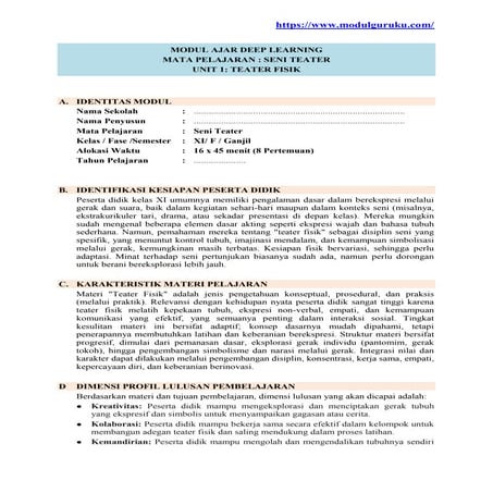 Modul Ajar Deep Learning Seni Teater Kelas 11 Kurikulum Merdeka