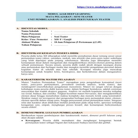 Modul Ajar Deep Learning Seni Teater Kelas 12 Kurikulum Merdeka