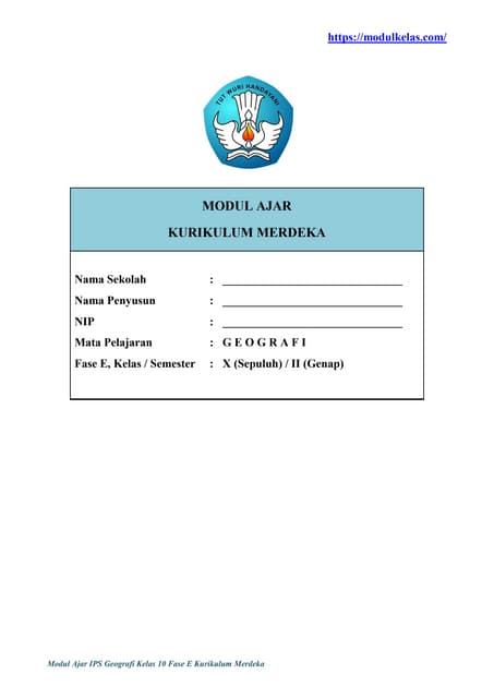 Modul Ajar Geografi Kelas 10 SMA/MA Fase E Kurikulum Merdeka