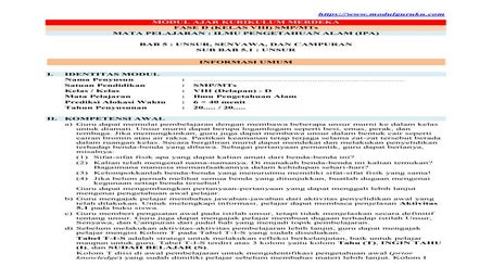 Modul Ajar Kelas 8 SMP IPA Fase D Bab 5