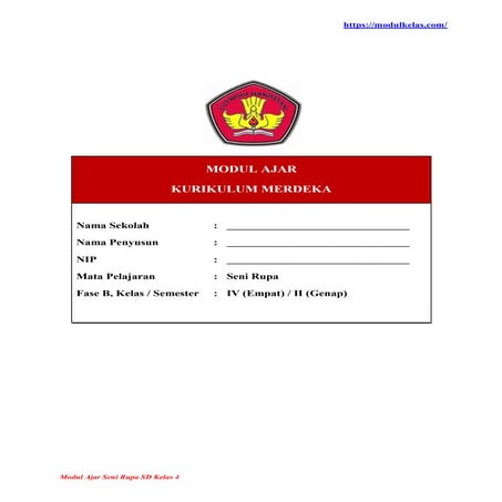 Modul Ajar Seni Rupa Kelas 4 SD/MI Fase B Kurikulum Merdeka | PDF