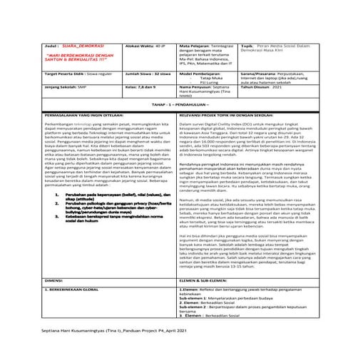 Modul Ajar Modul projek - Suara Demokrasi - Mari Berdemokrasi dengan Santun d...