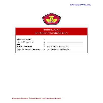 Modul Ajar Pendidikan Pancasila Kelas 4 SD/MI Fase B Kurikulum Merdeka ...