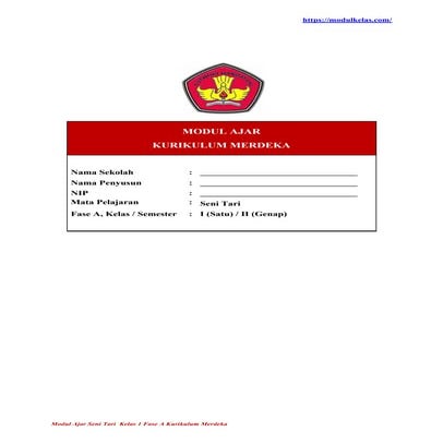 Modul Ajar Seni Tari Kelas 1 SD/MI Fase A Kurikulum Merdeka | PDF